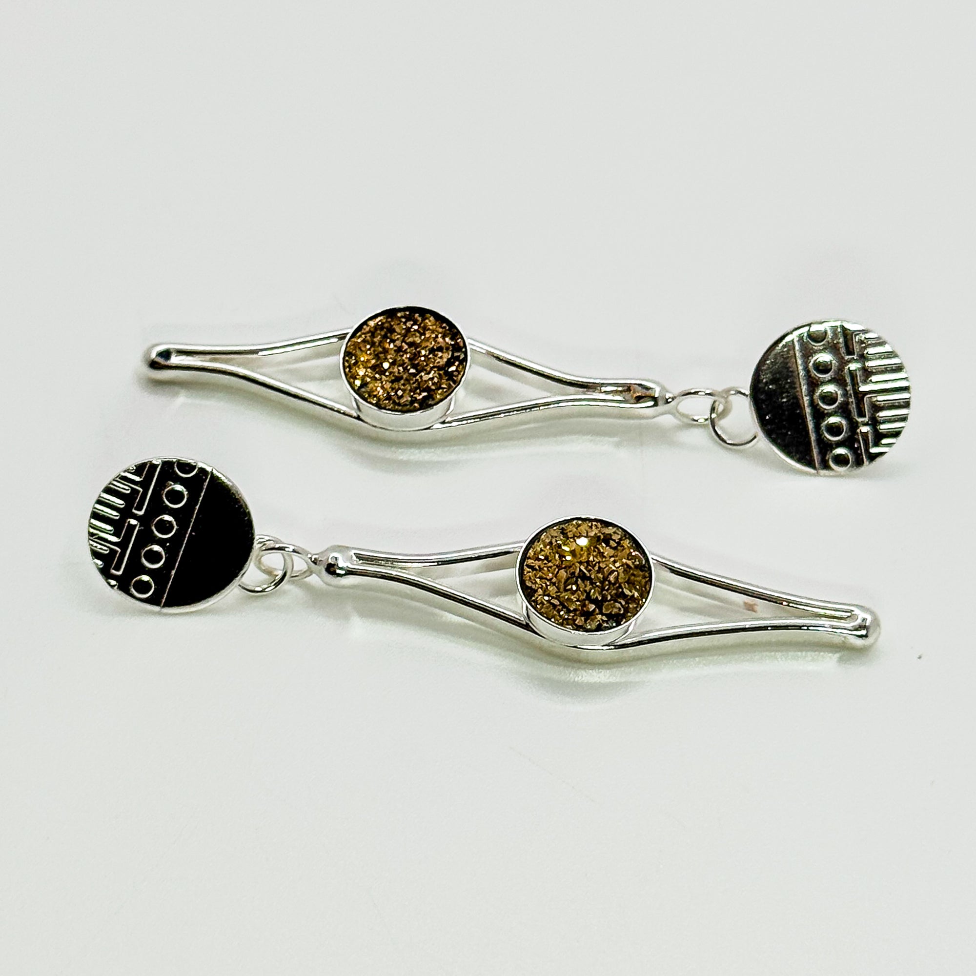 Split ears with gold druzy