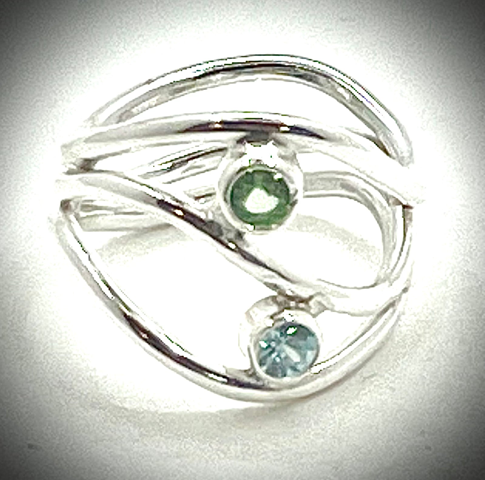Blue Zircon and Tsavorite Nadja Ring