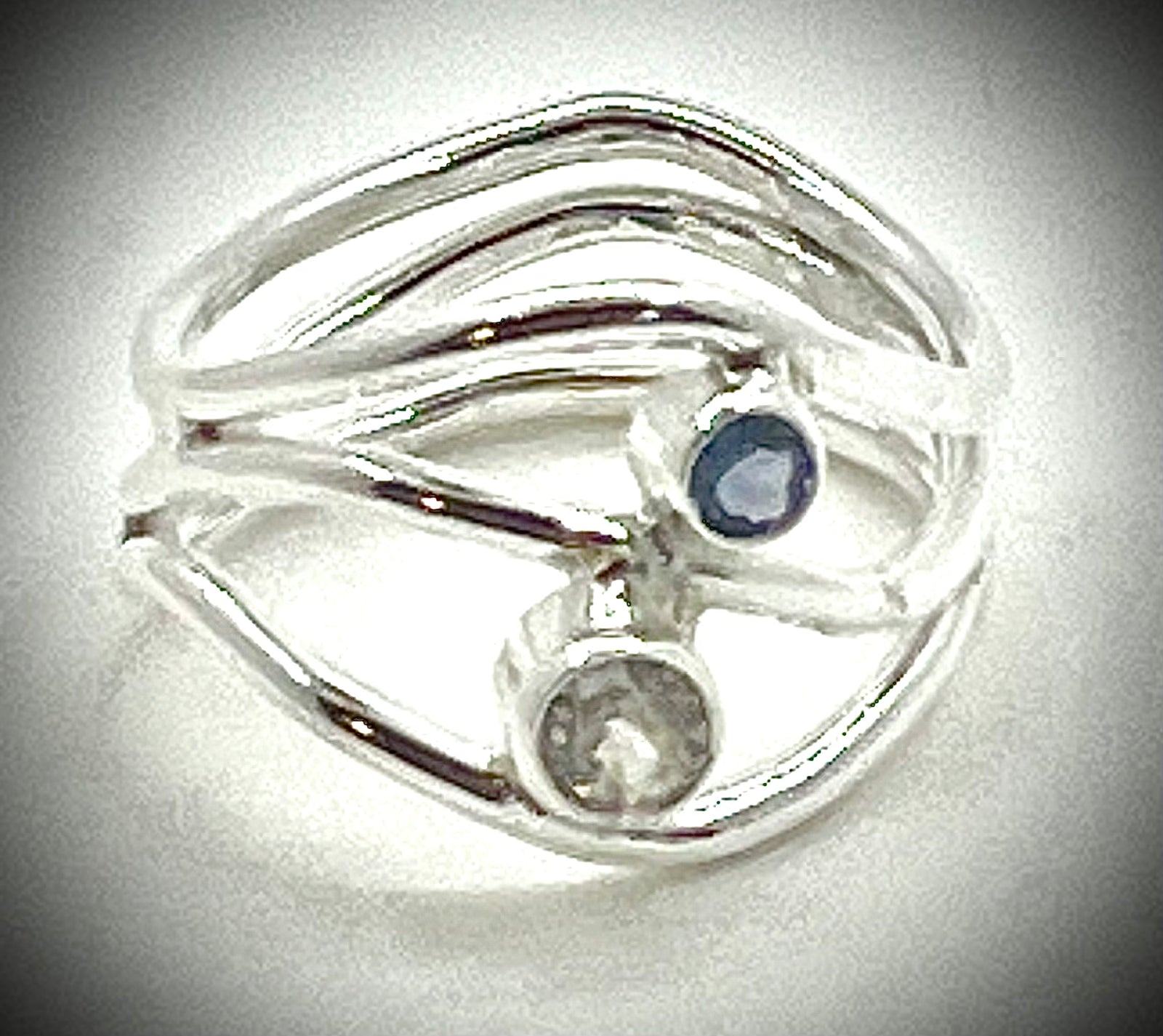 Iolite and Champagne Zircon Nadja Ring