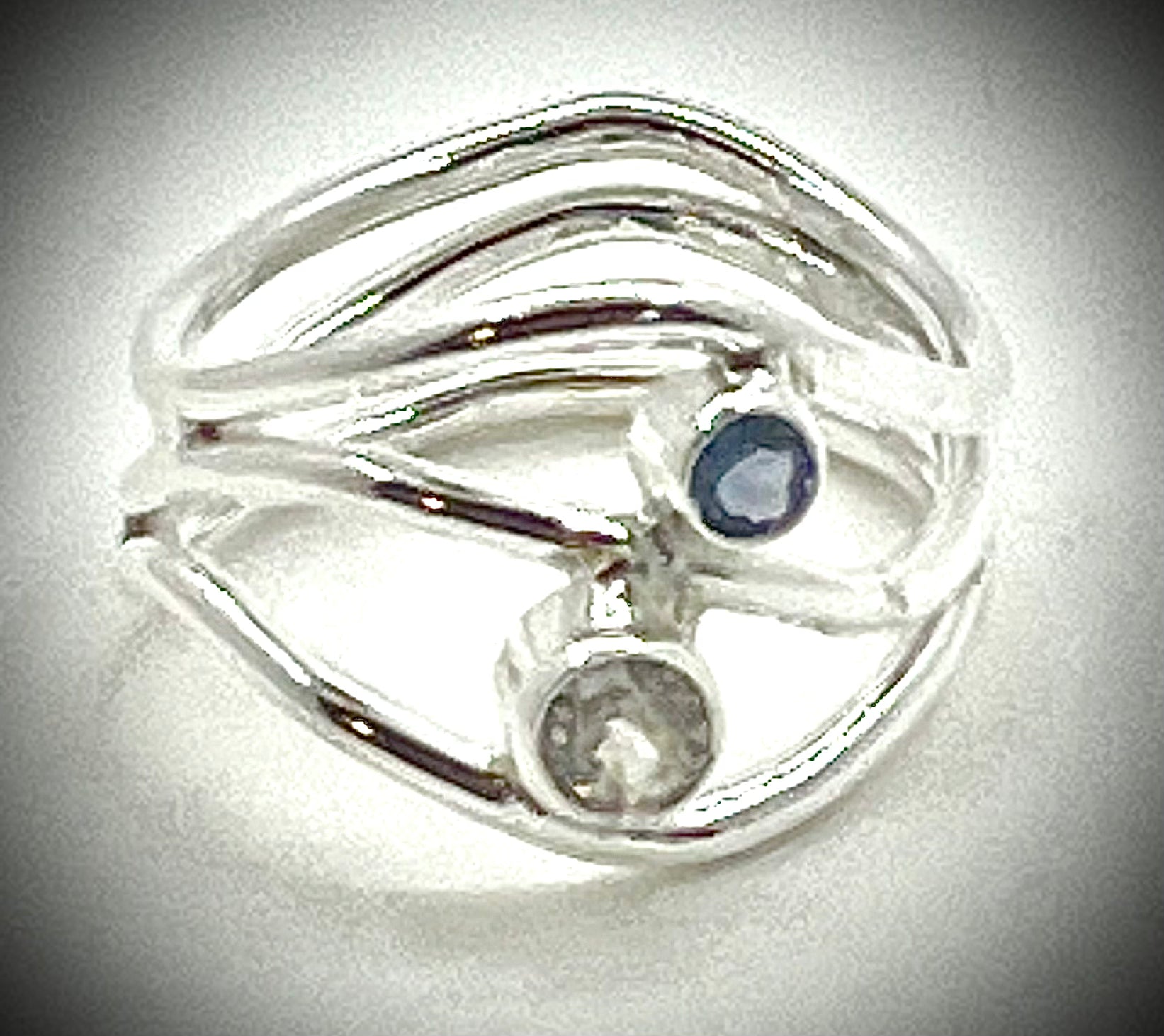 Iolite and Champagne Zircon Nadja Ring