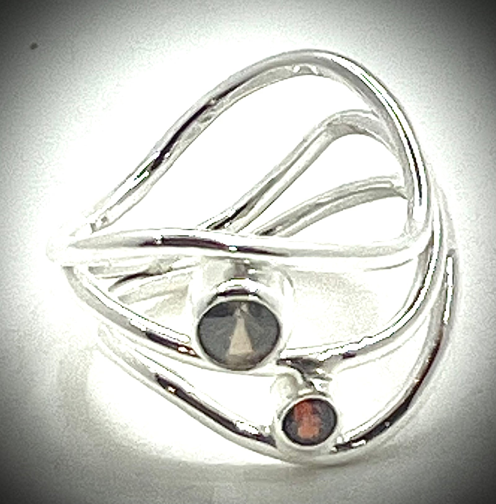 Rootbeer and Red Zircon Nadja Ring