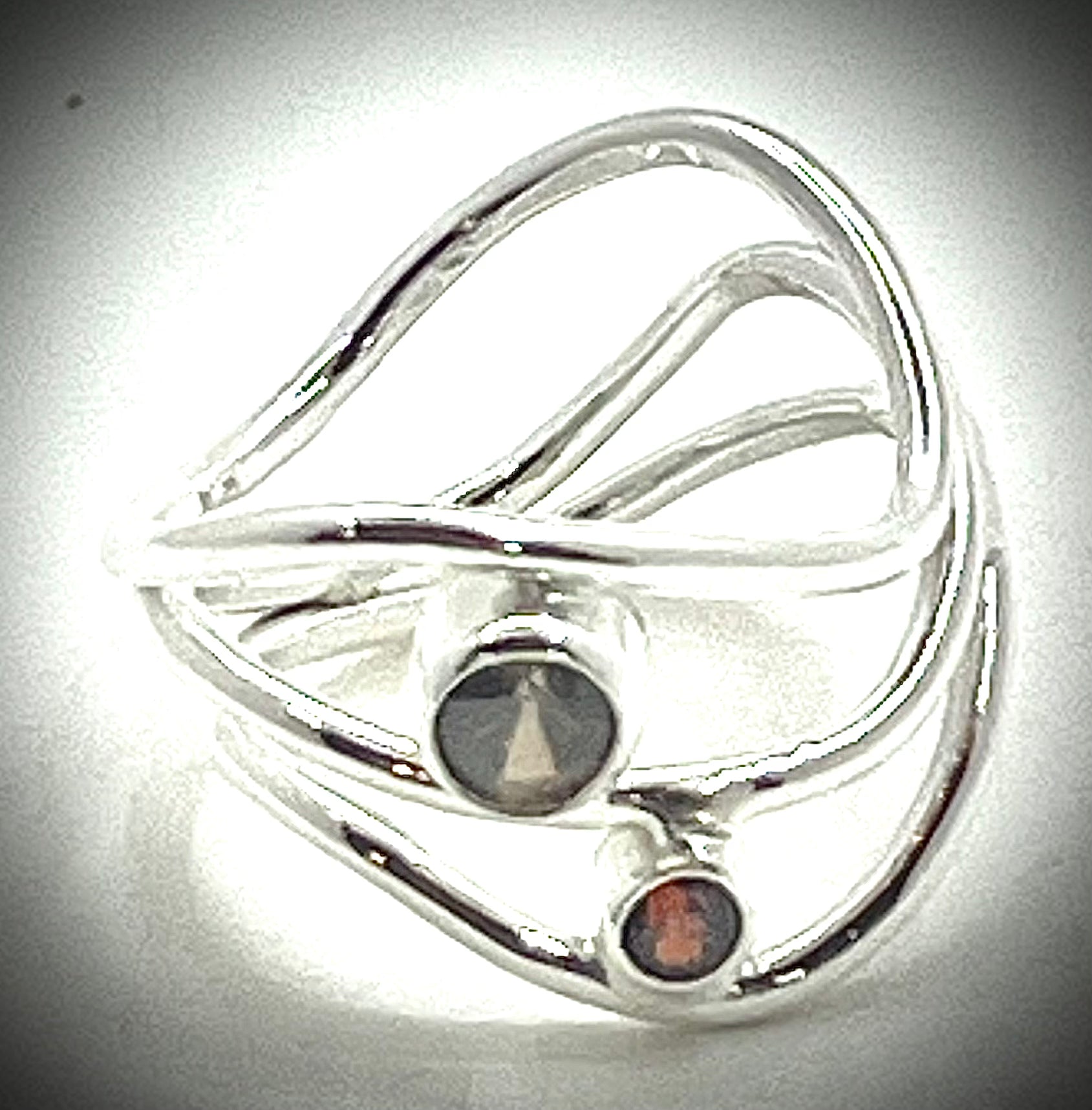 Rootbeer and Red Zircon Nadja Ring