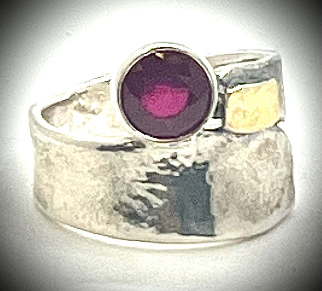 Silver and Gold Kiln Pap Ruby Ring