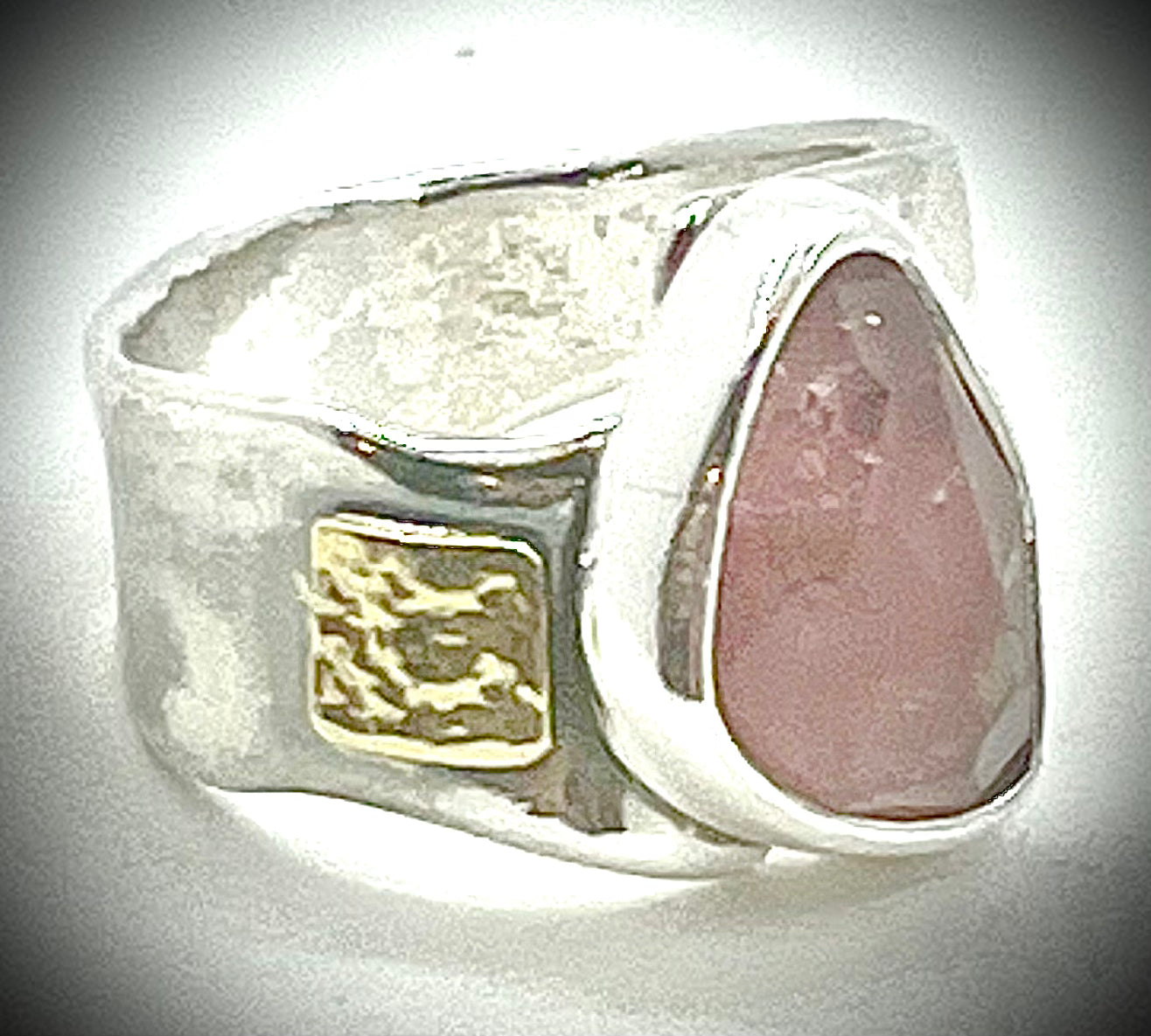 Rose Cut Pink Tourmaline Kiln Pap Ring