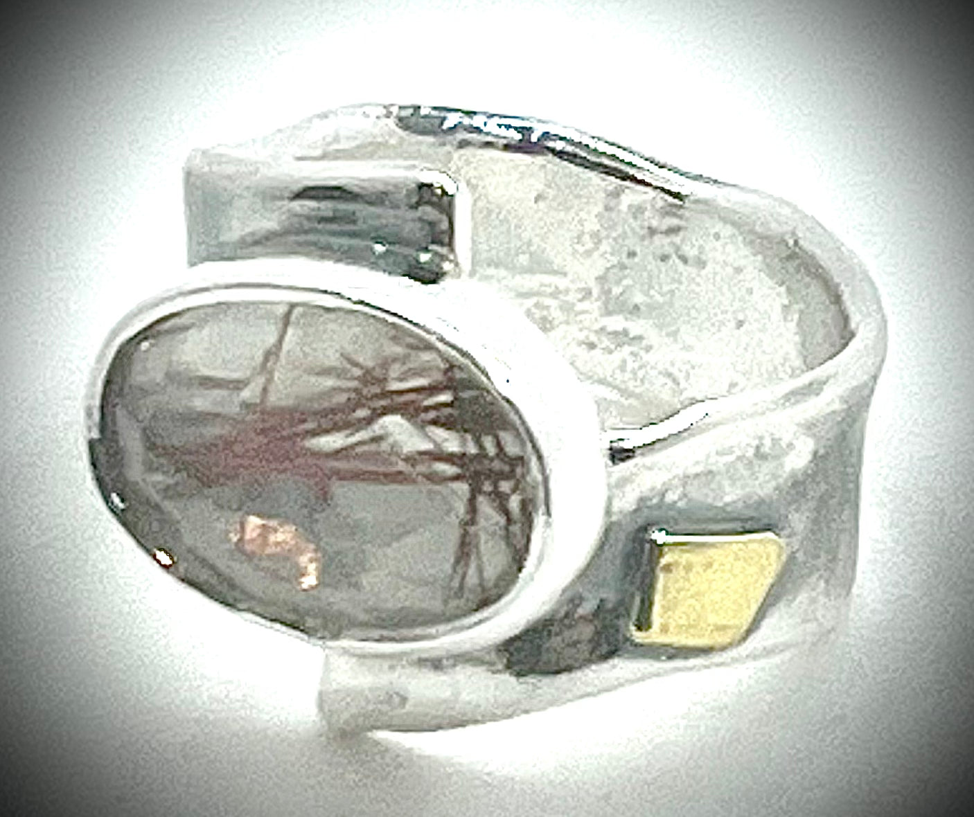 Rose Cut Rutilated Quartz Kiln Pap Ring