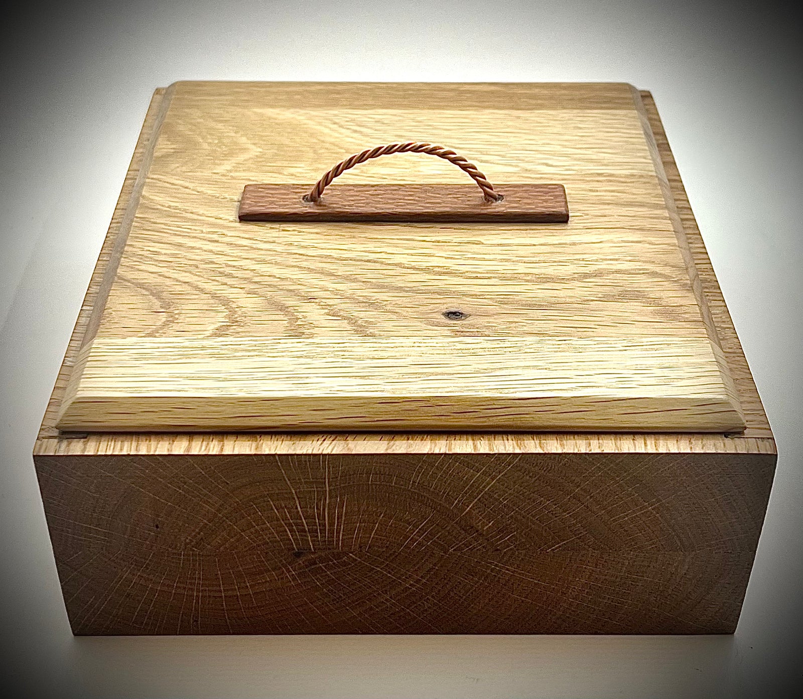 White Oak Box with Twisted Copper Handle