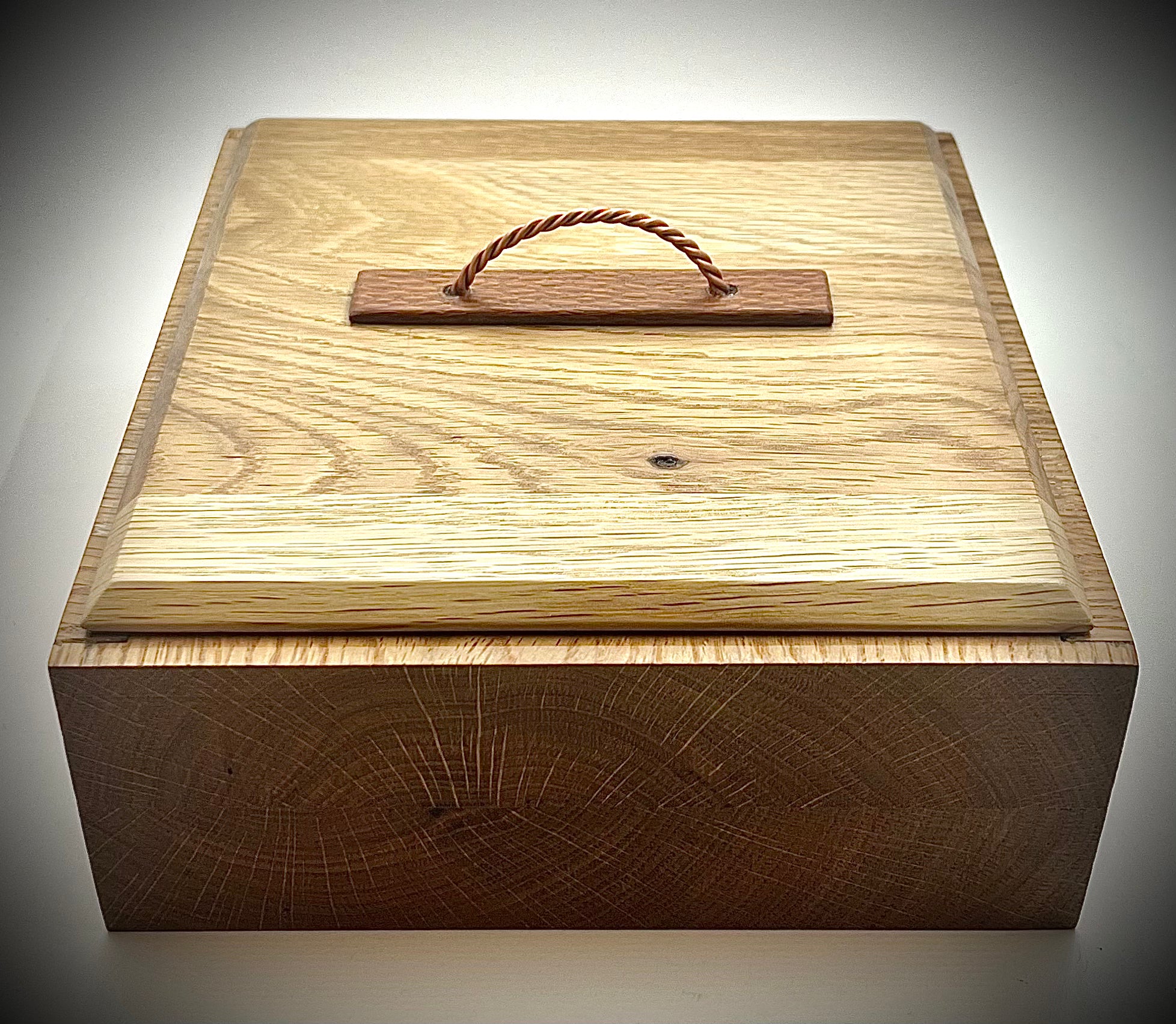 White Oak Box with Twisted Copper Handle