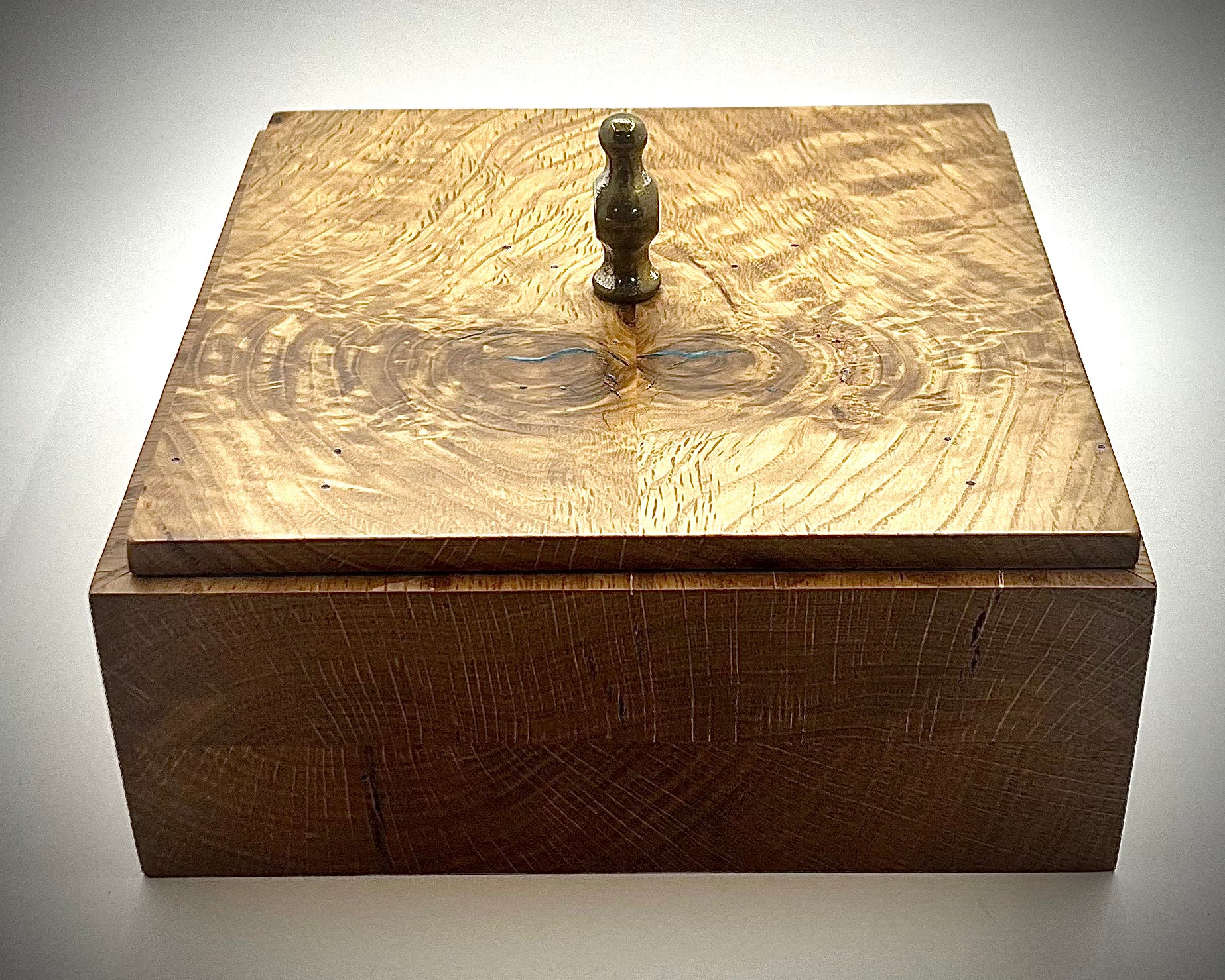 White Oak Box with Antique Faucet Handle