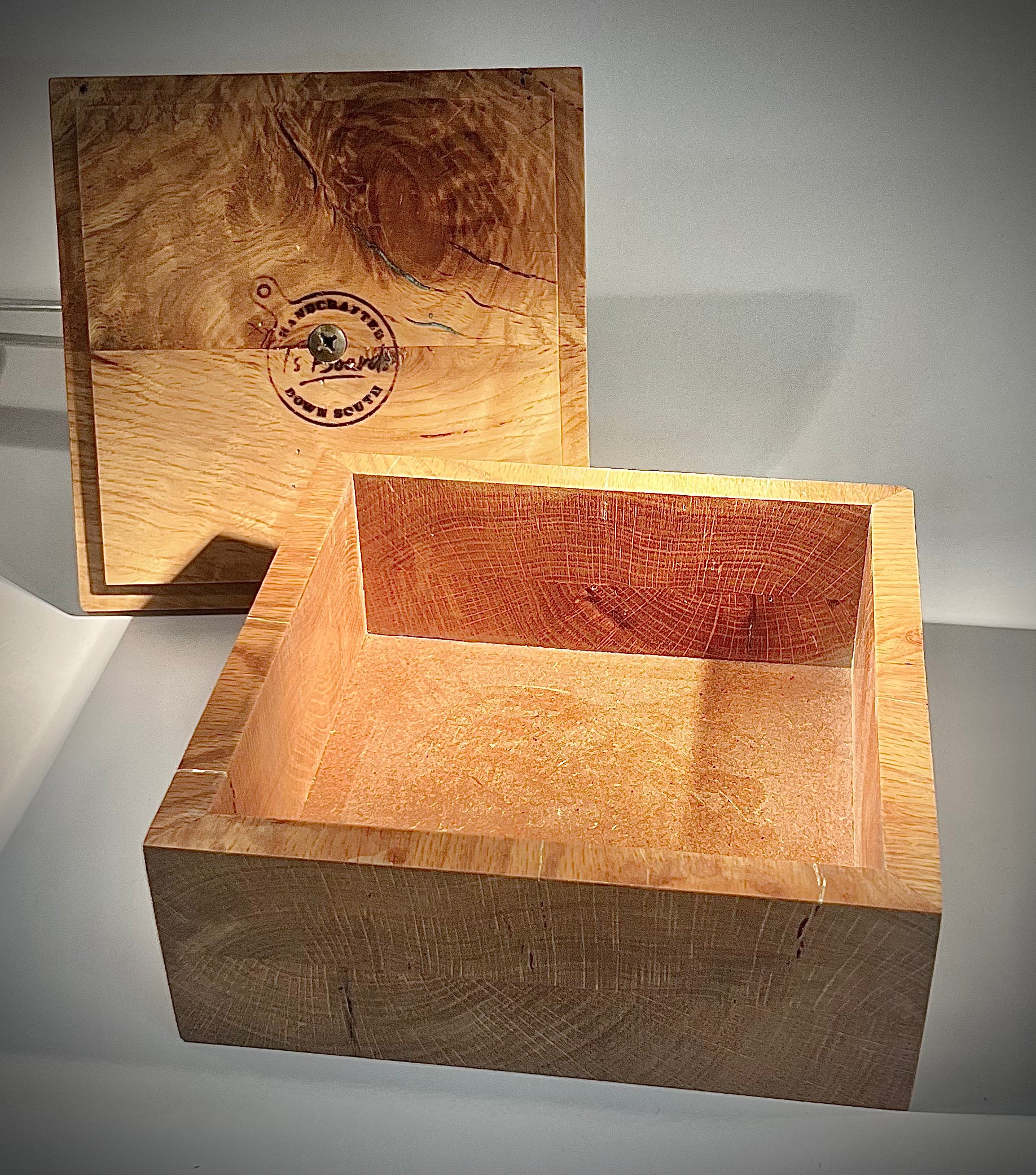 White Oak Box with Antique Faucet Handle