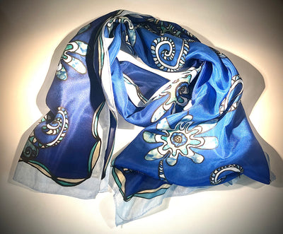 Bluesy Flower Silk Scarf