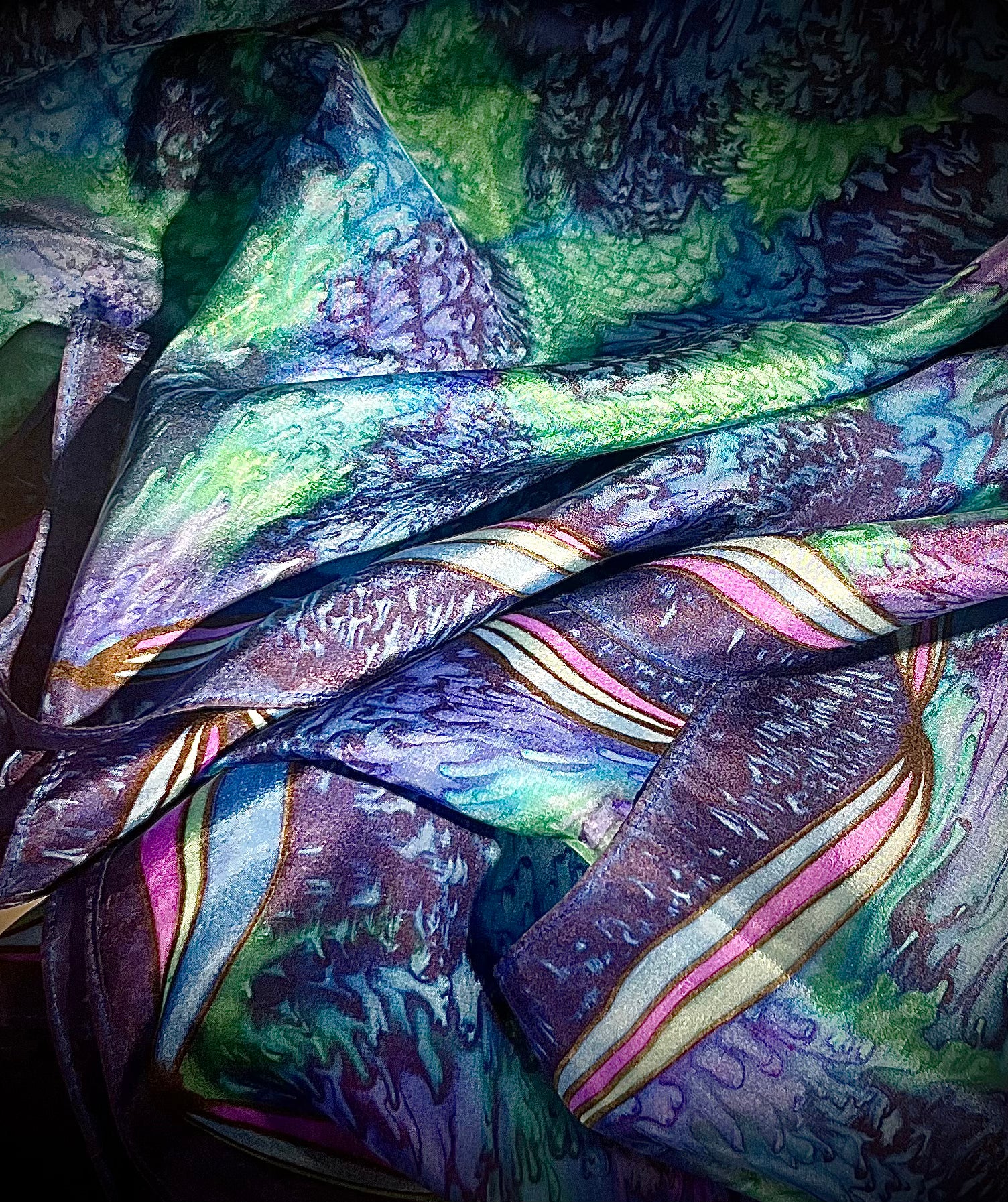 Bluesy Flowered Salt Silk Scarf