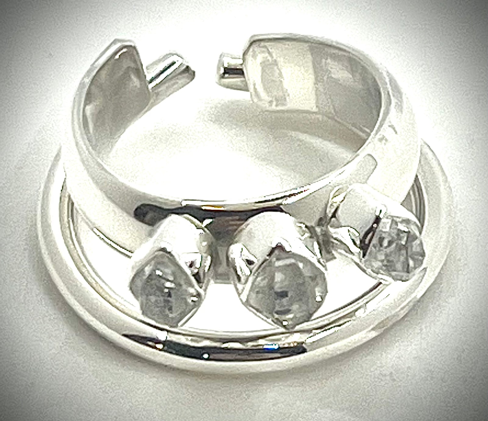 3 Stone Herkimer Diamond Ring