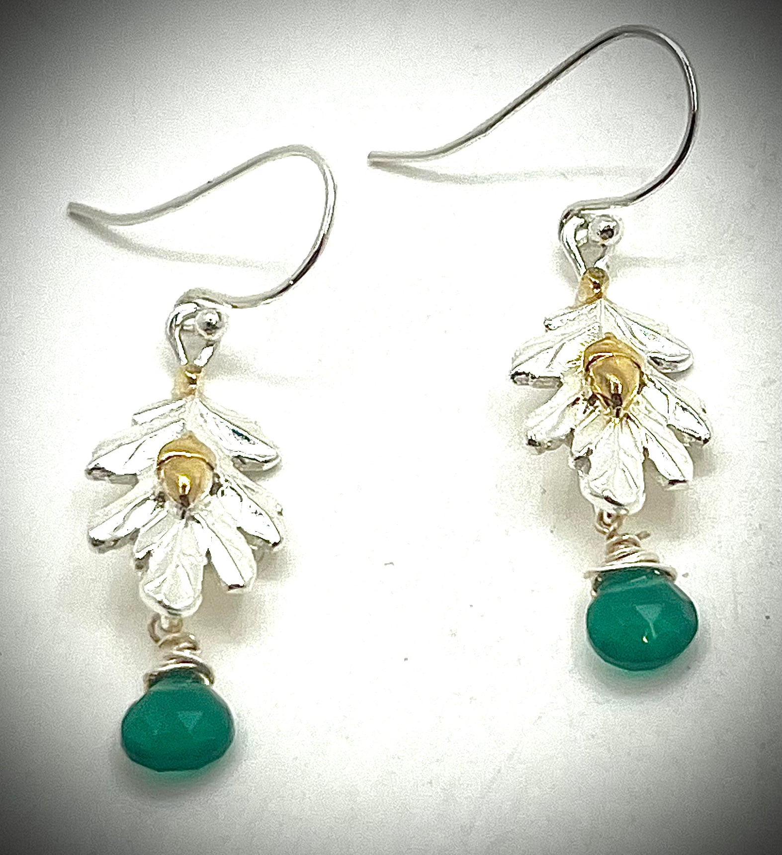 Two-Toned Swag Earrings with Green Onyx