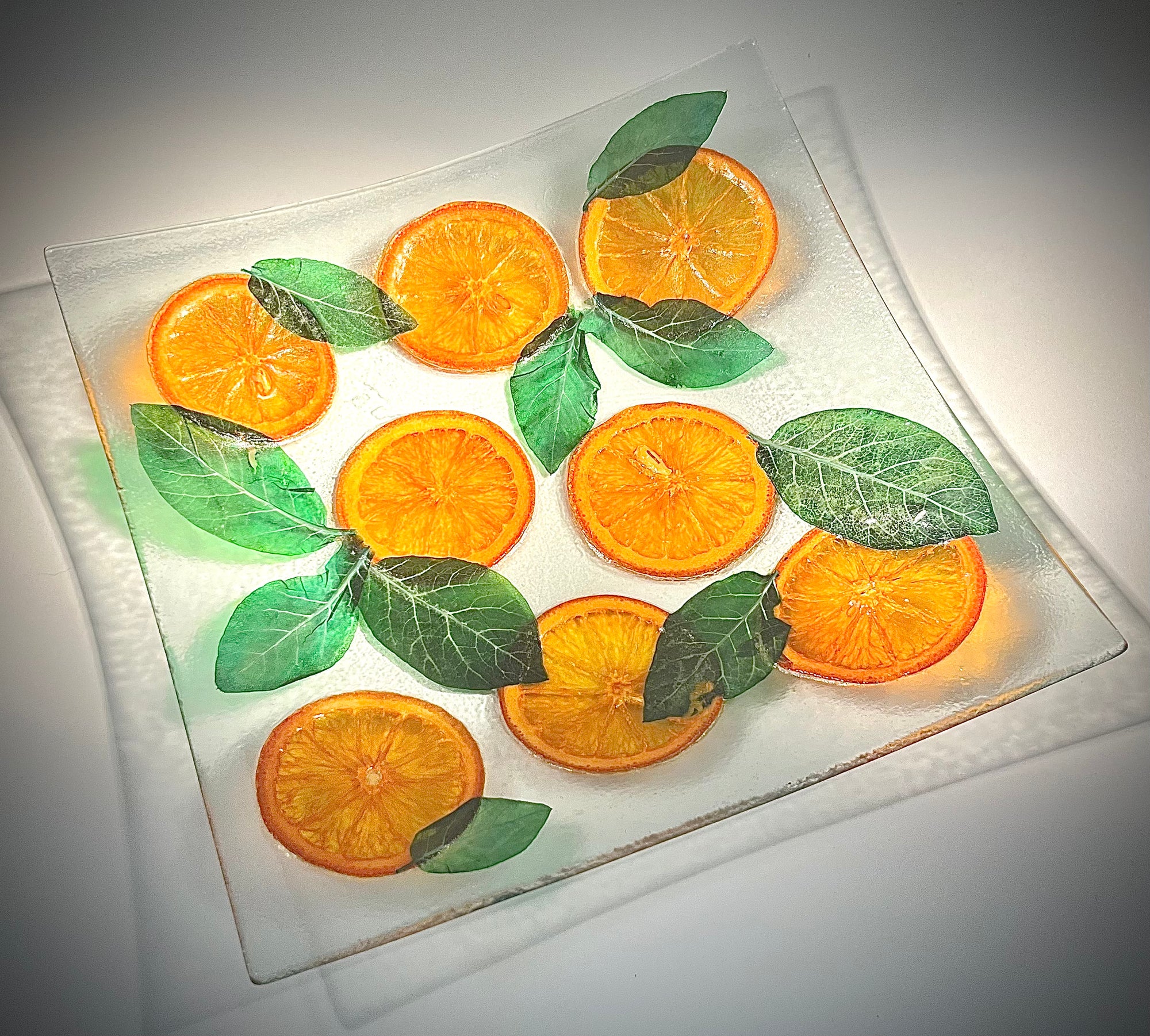 Orange Glass Serving Tray
