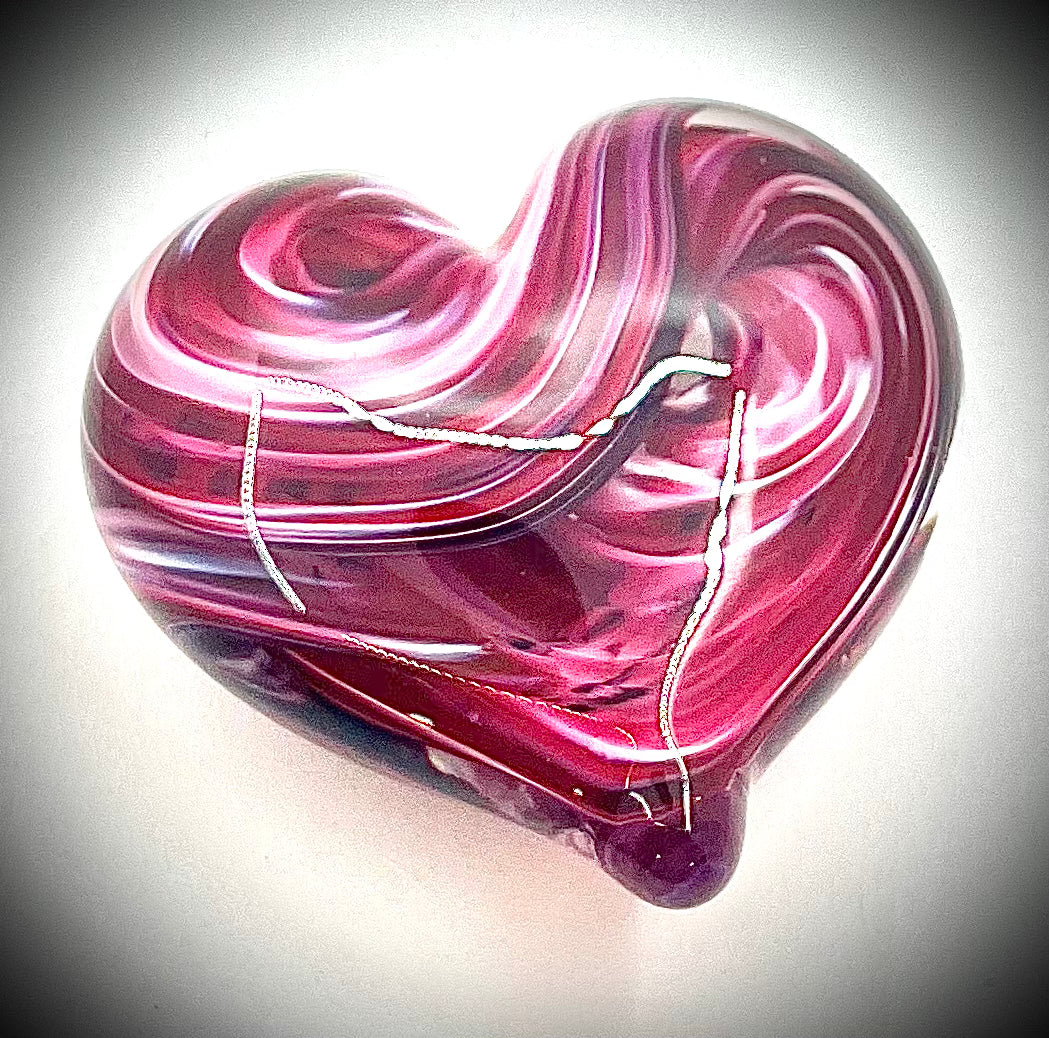 Pink and White Swirl Heart Paperweight
