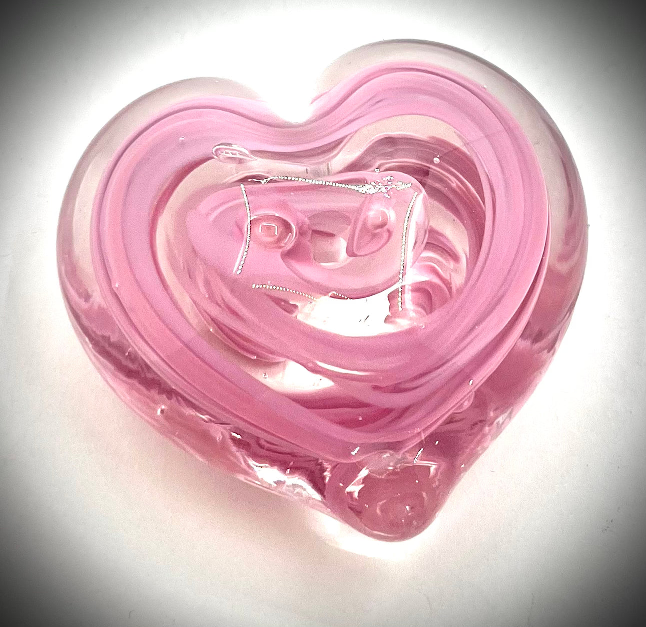 Pink Swirl Heart Paperweight