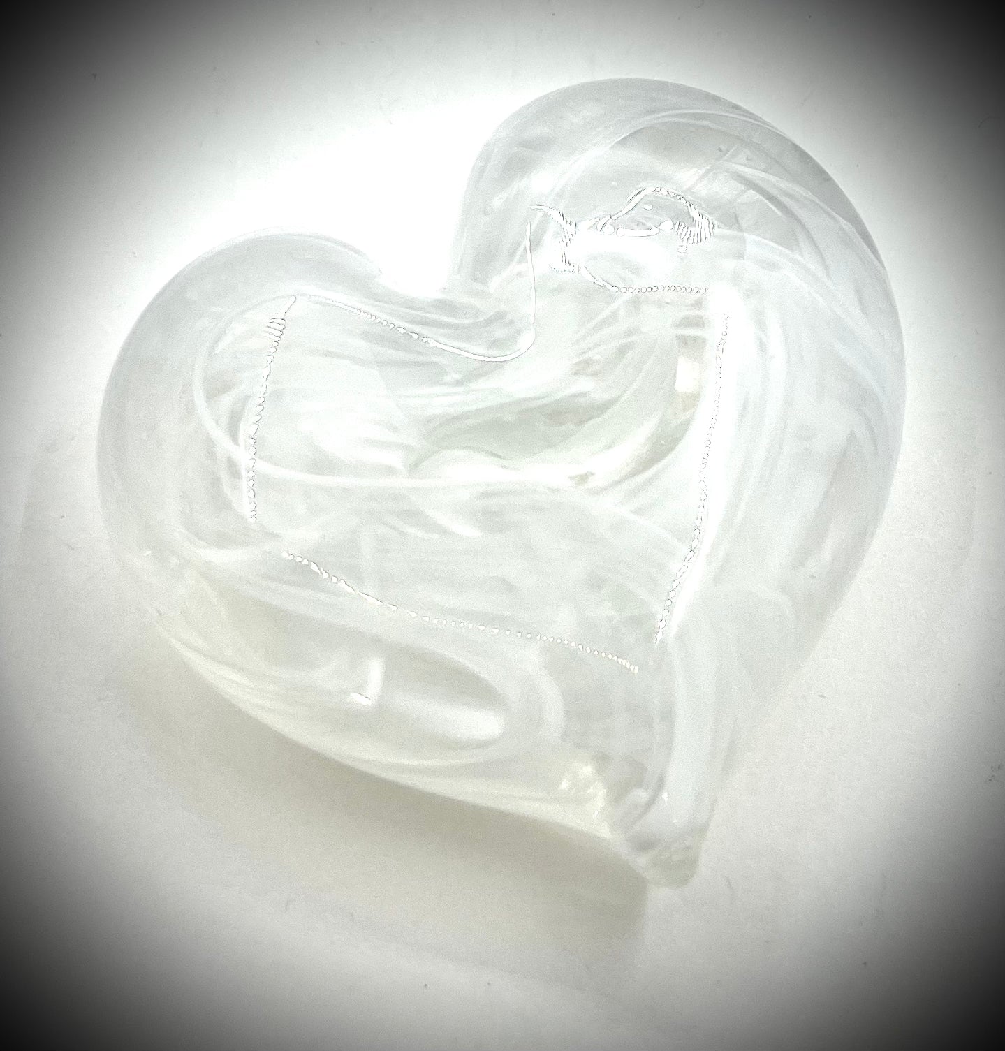 White Swirl Heart Paperweight