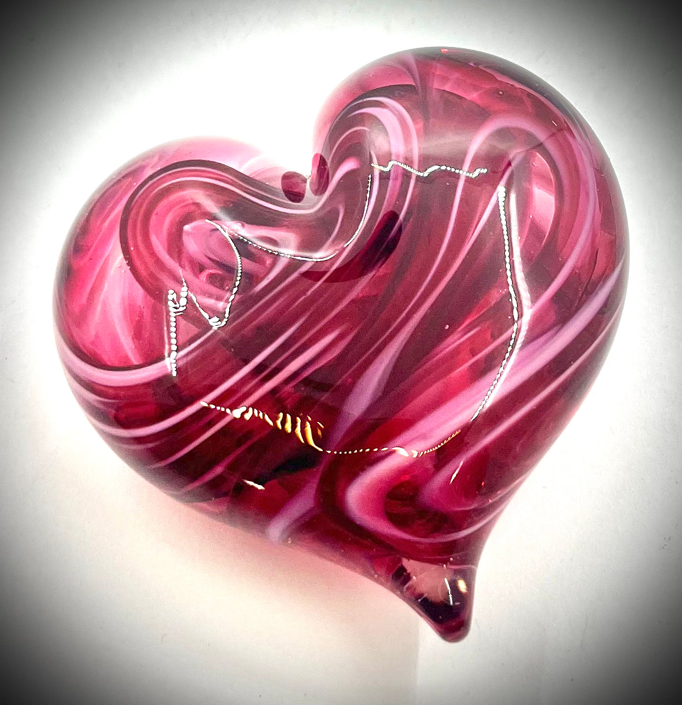 Pink Swirl Heart Paperweight