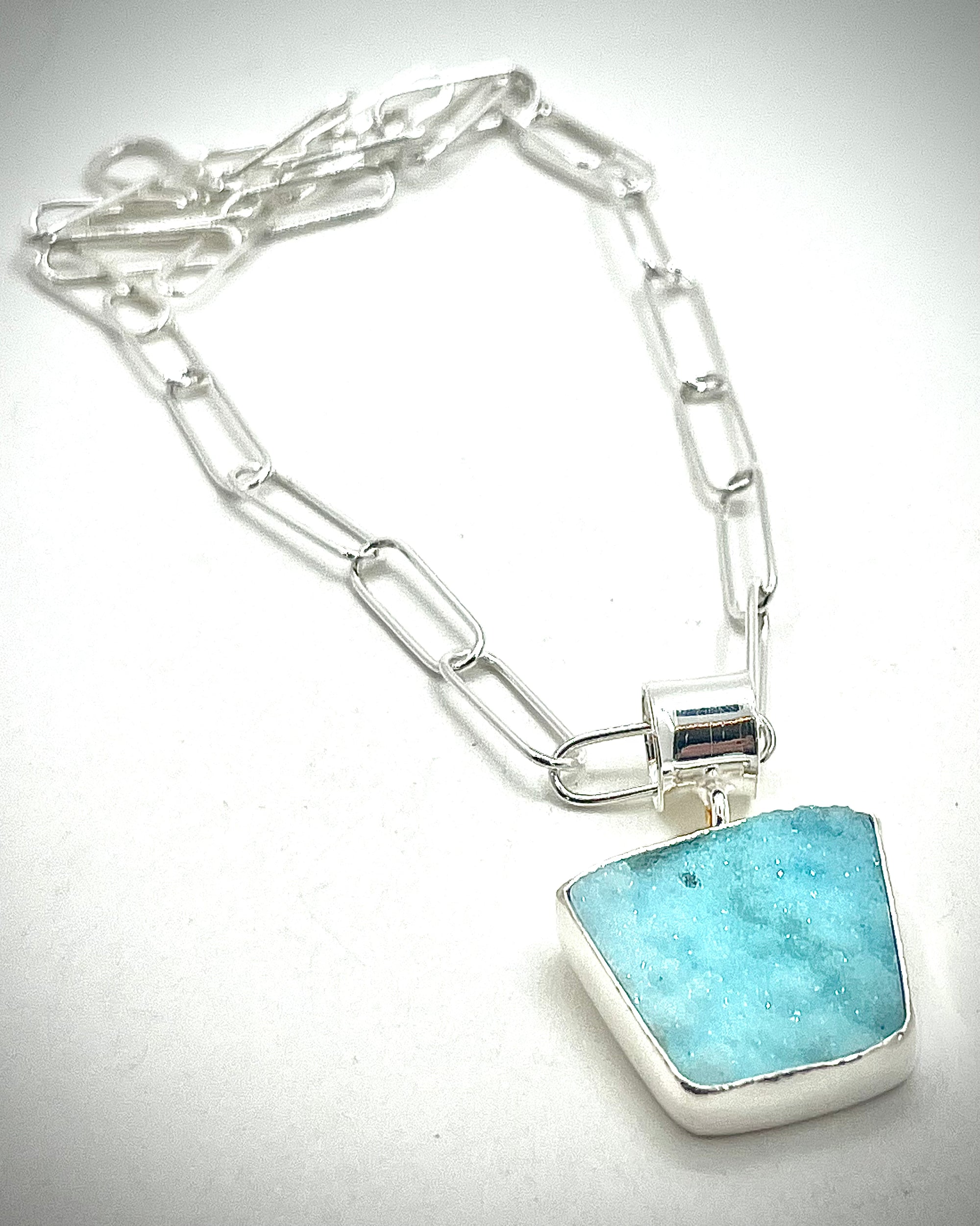 Bright Chrysocolla Druzy Necklace