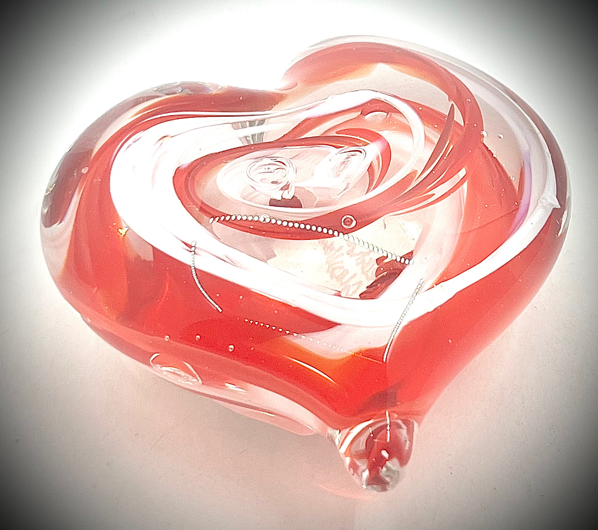 Red and White Swirl Paperweight