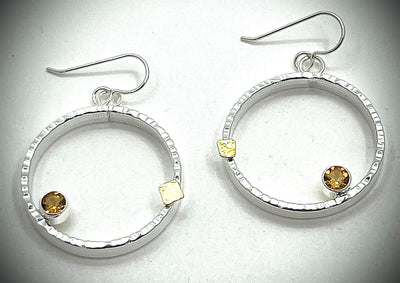 Silver and 18k Mars earrings with Gemstones