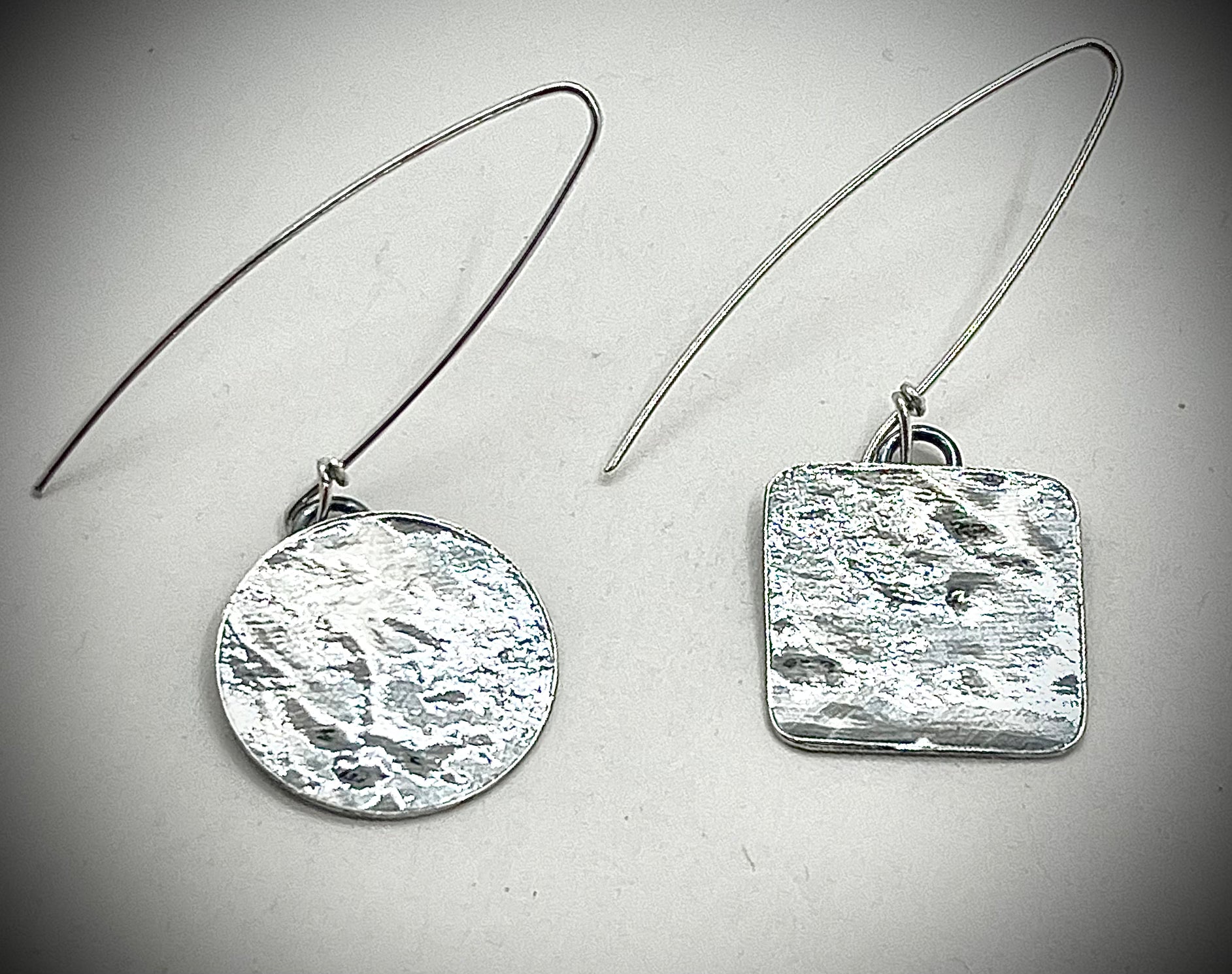 Silver Closed Circle Square Earrings