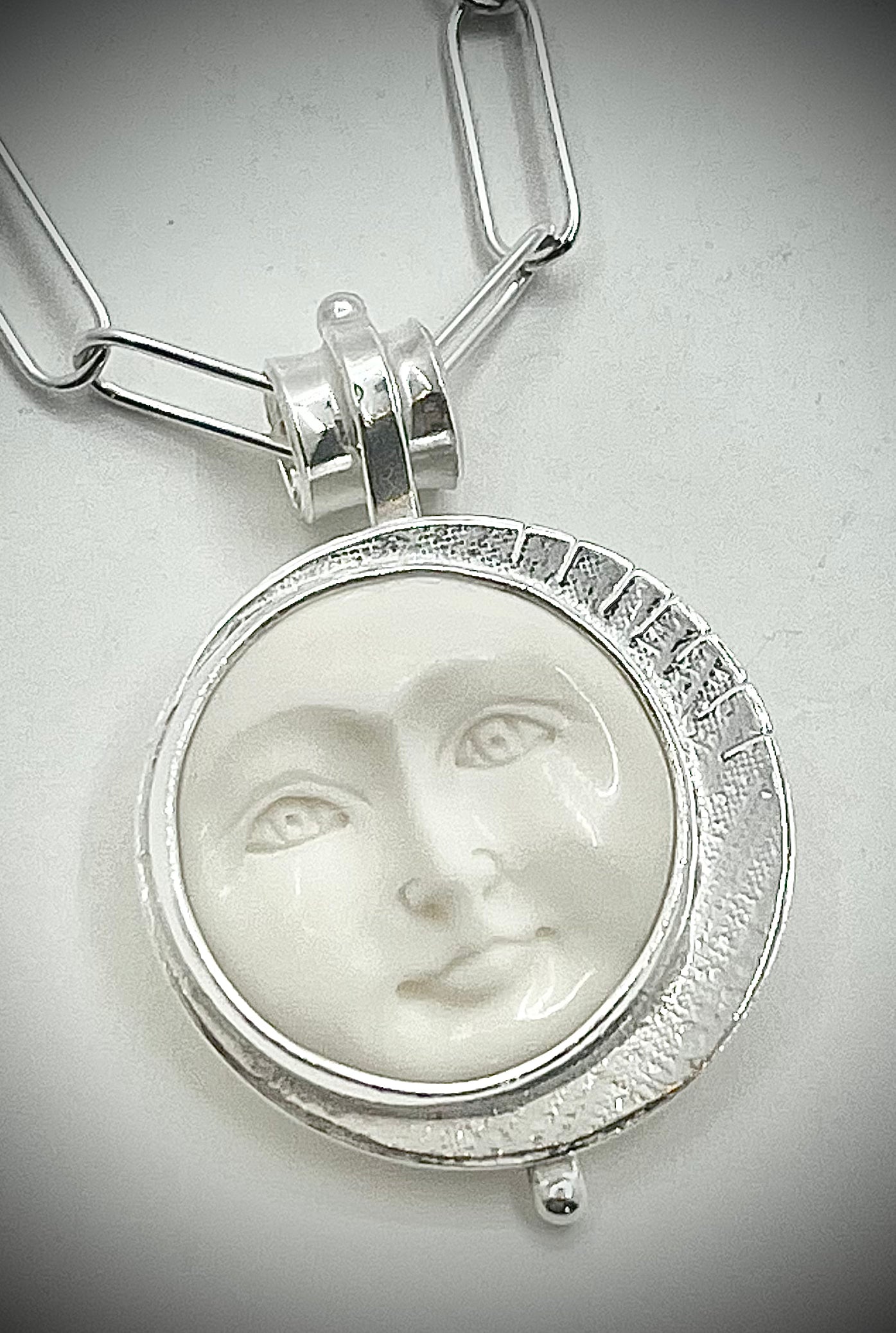 Large Bone Moonface Necklace