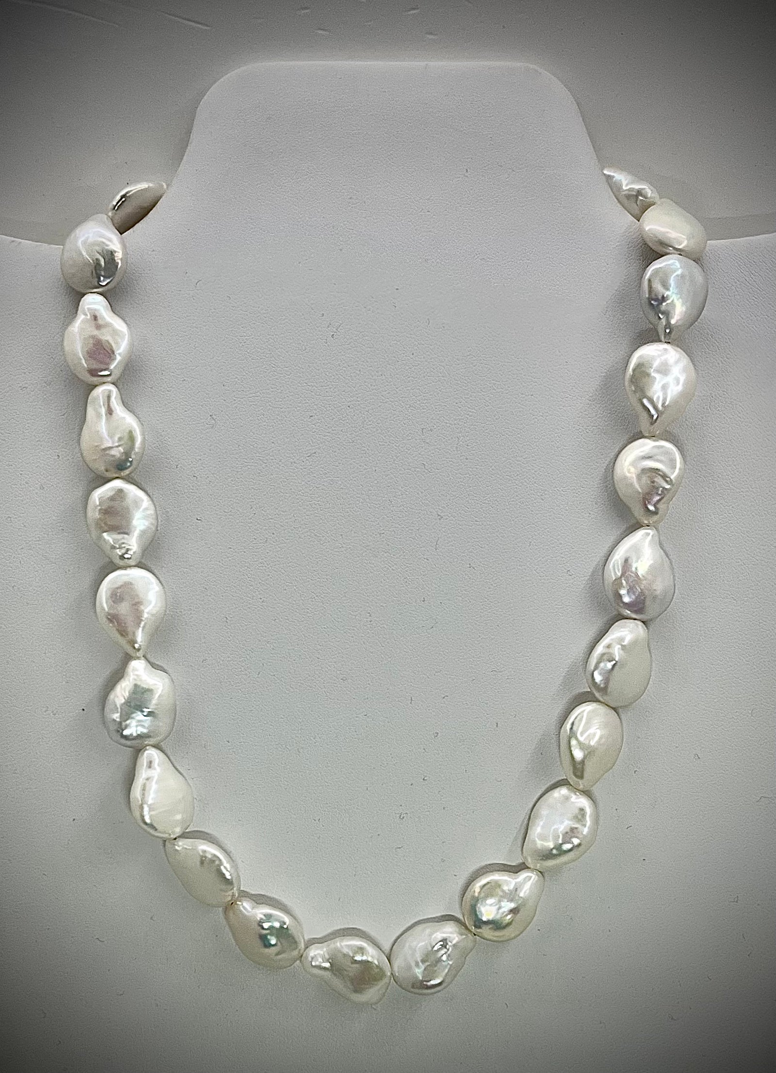Flat White Baroque Pearl Necklace