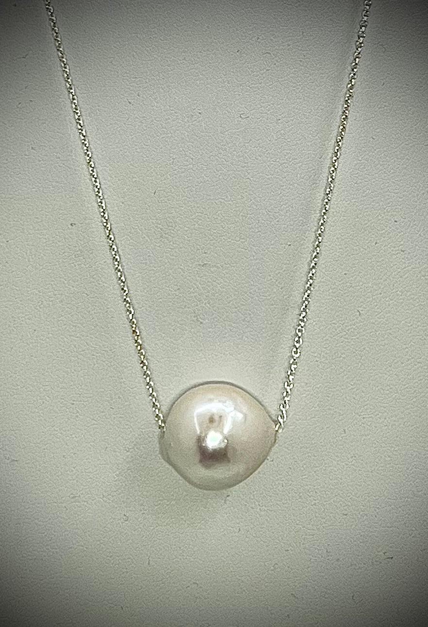 Single Large White Pearl Necklace