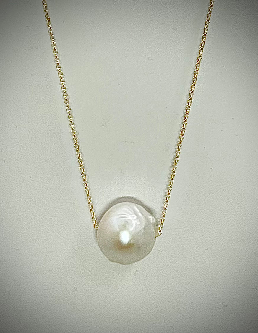 Single Large White Pearl Necklace