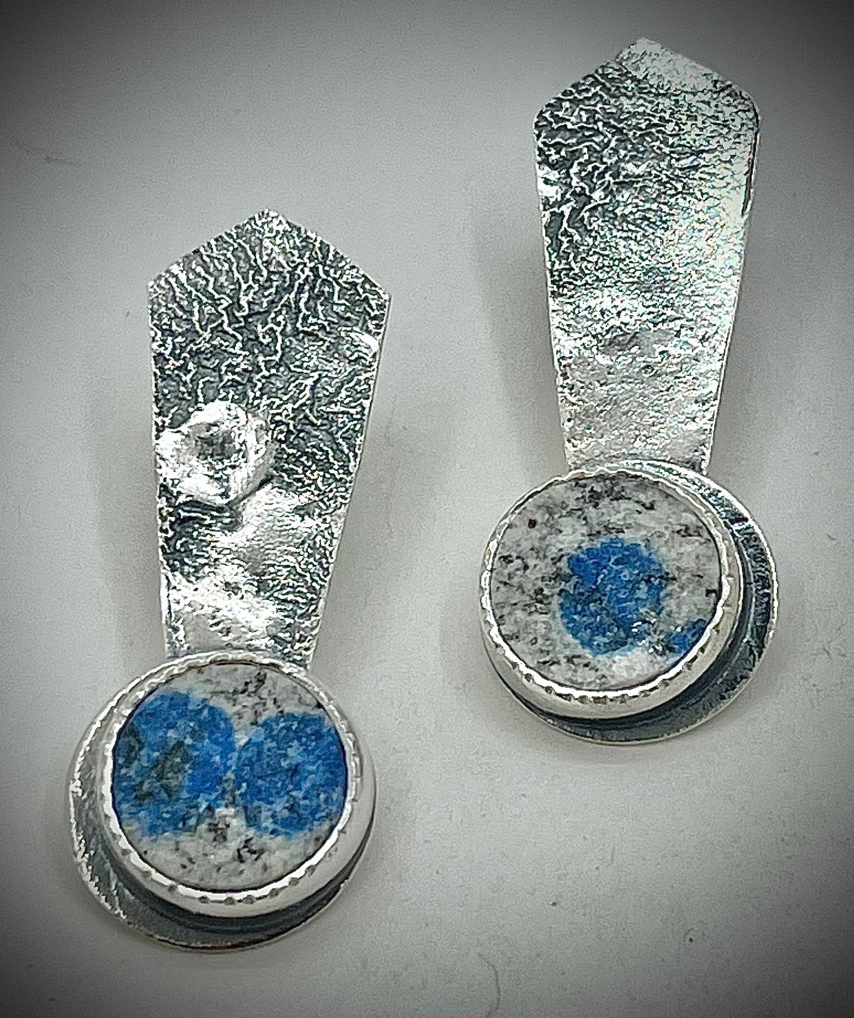 ONE OF A KIND: Azurite Granite Articulated Earrings