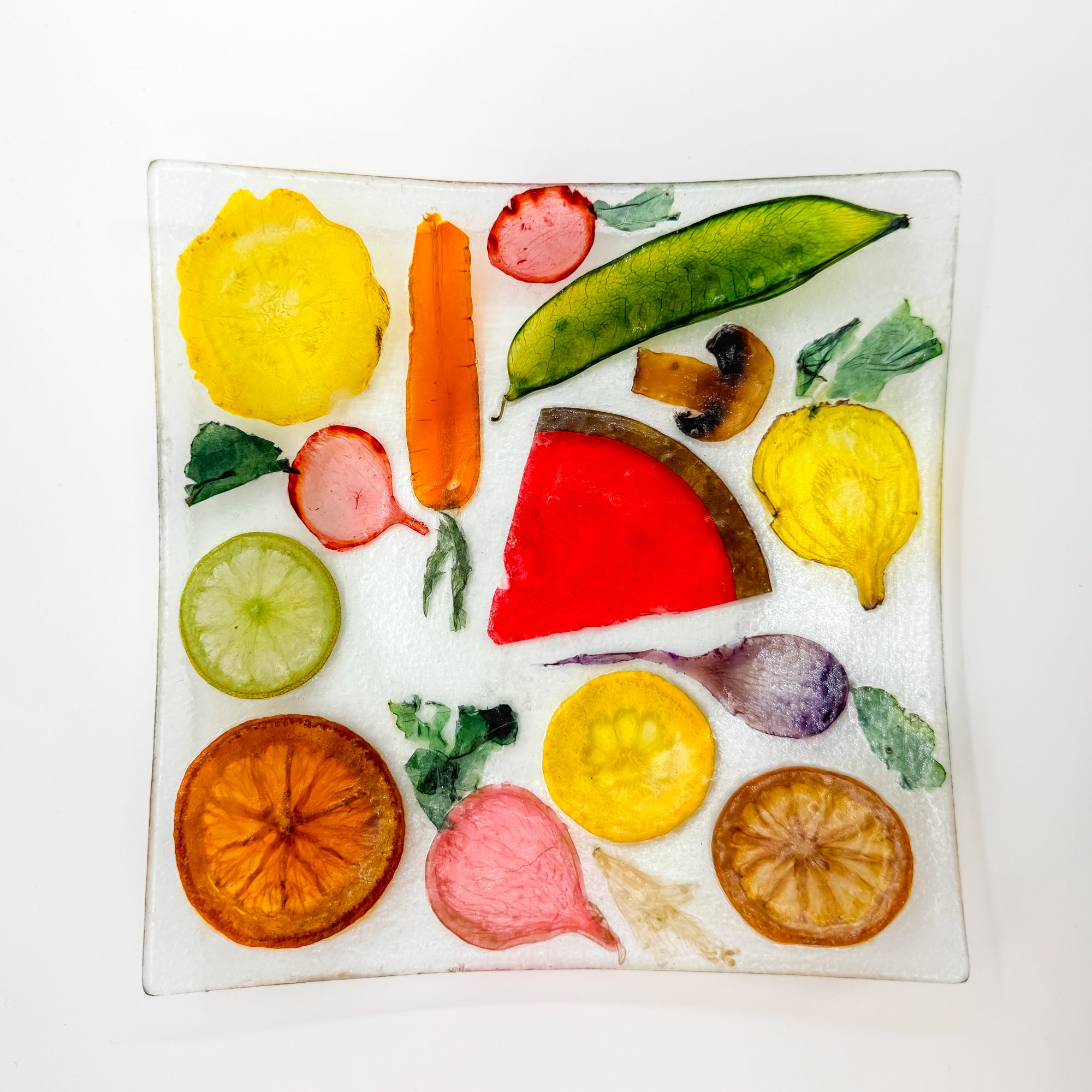 Season's Variety square glass plate