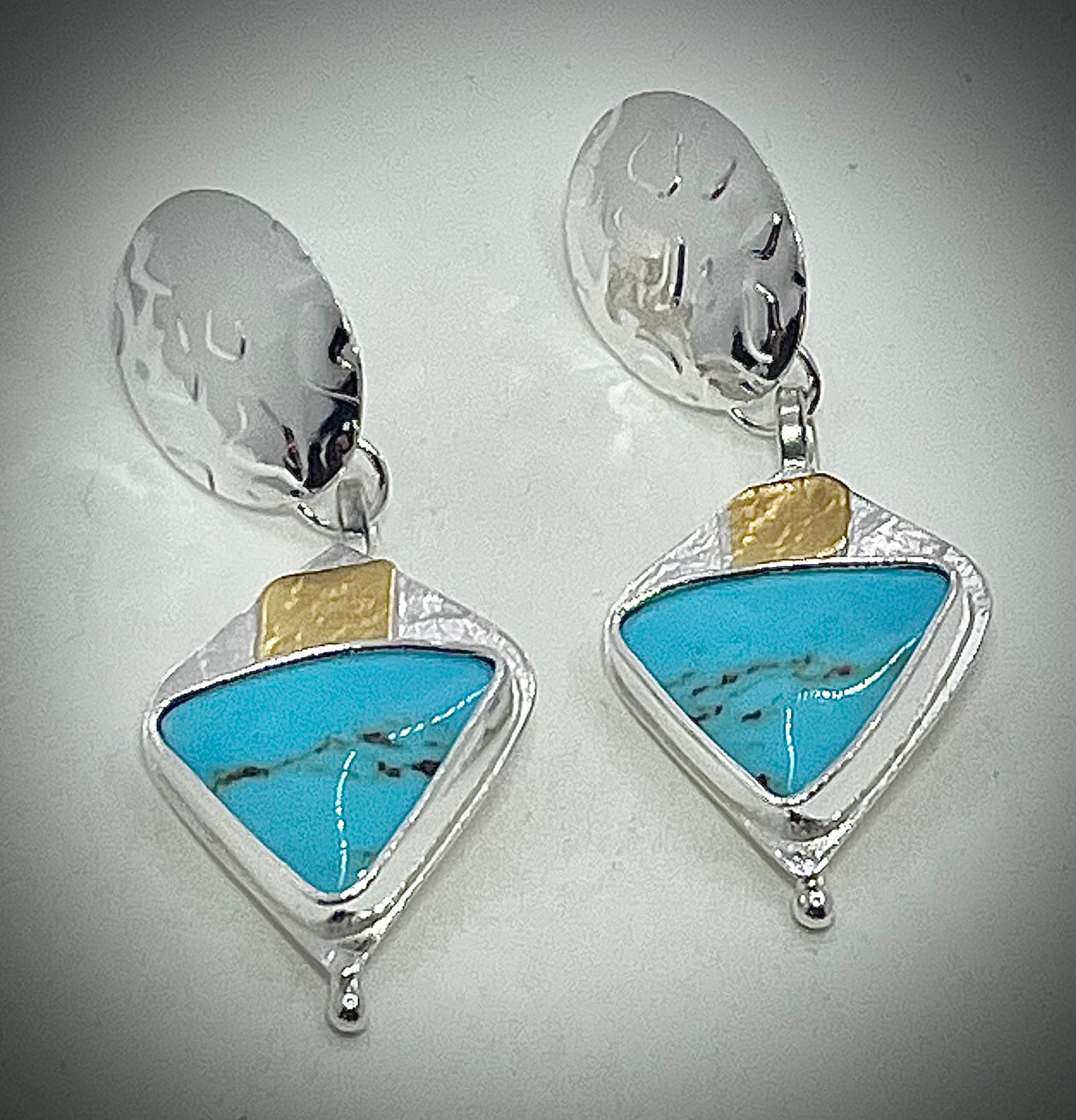 ONE OF A KIND: Turquoise Tab Top Dangle Earrings