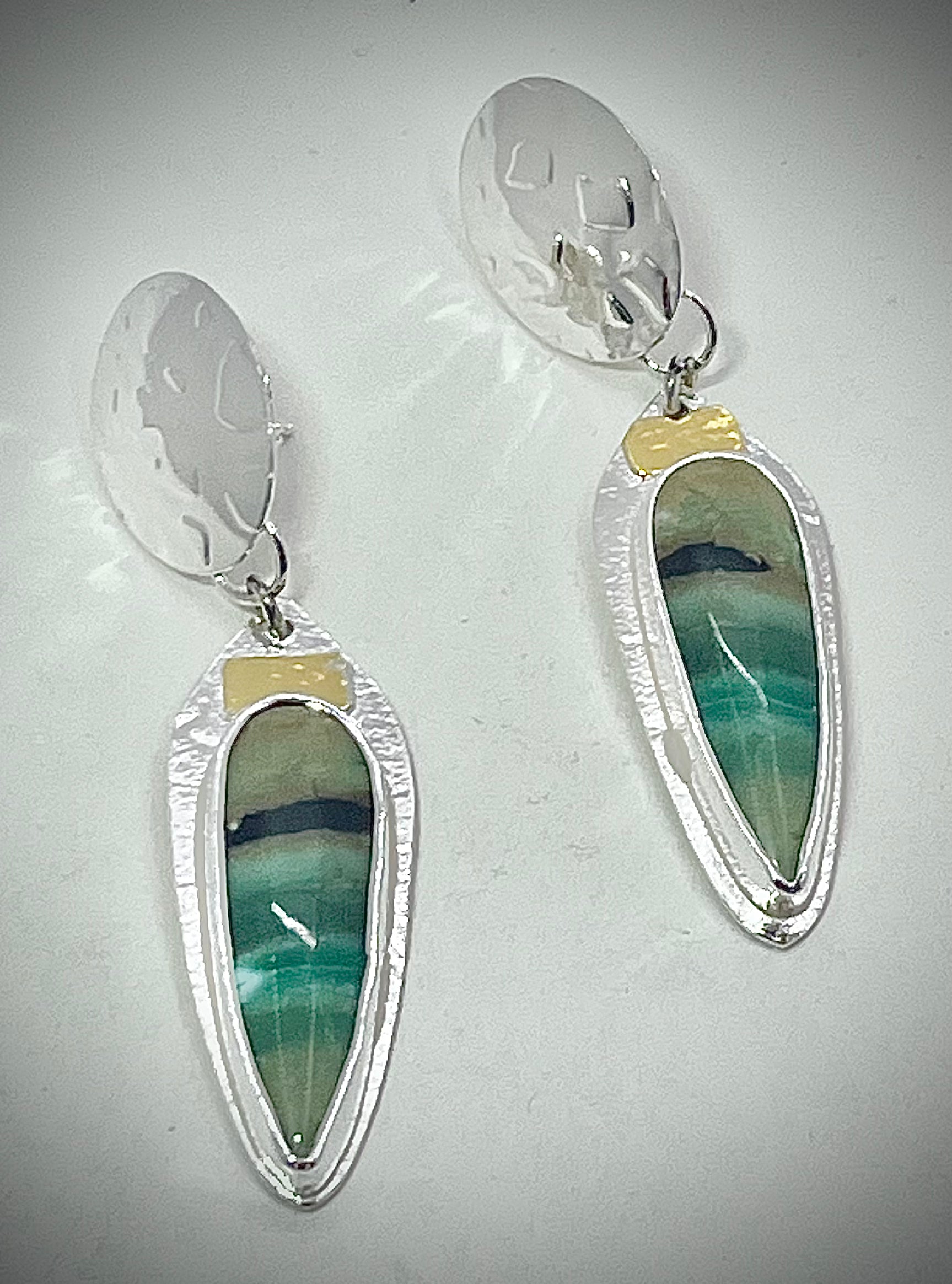 ONE OF A KIND: Opalized Wood Dangle Earrings