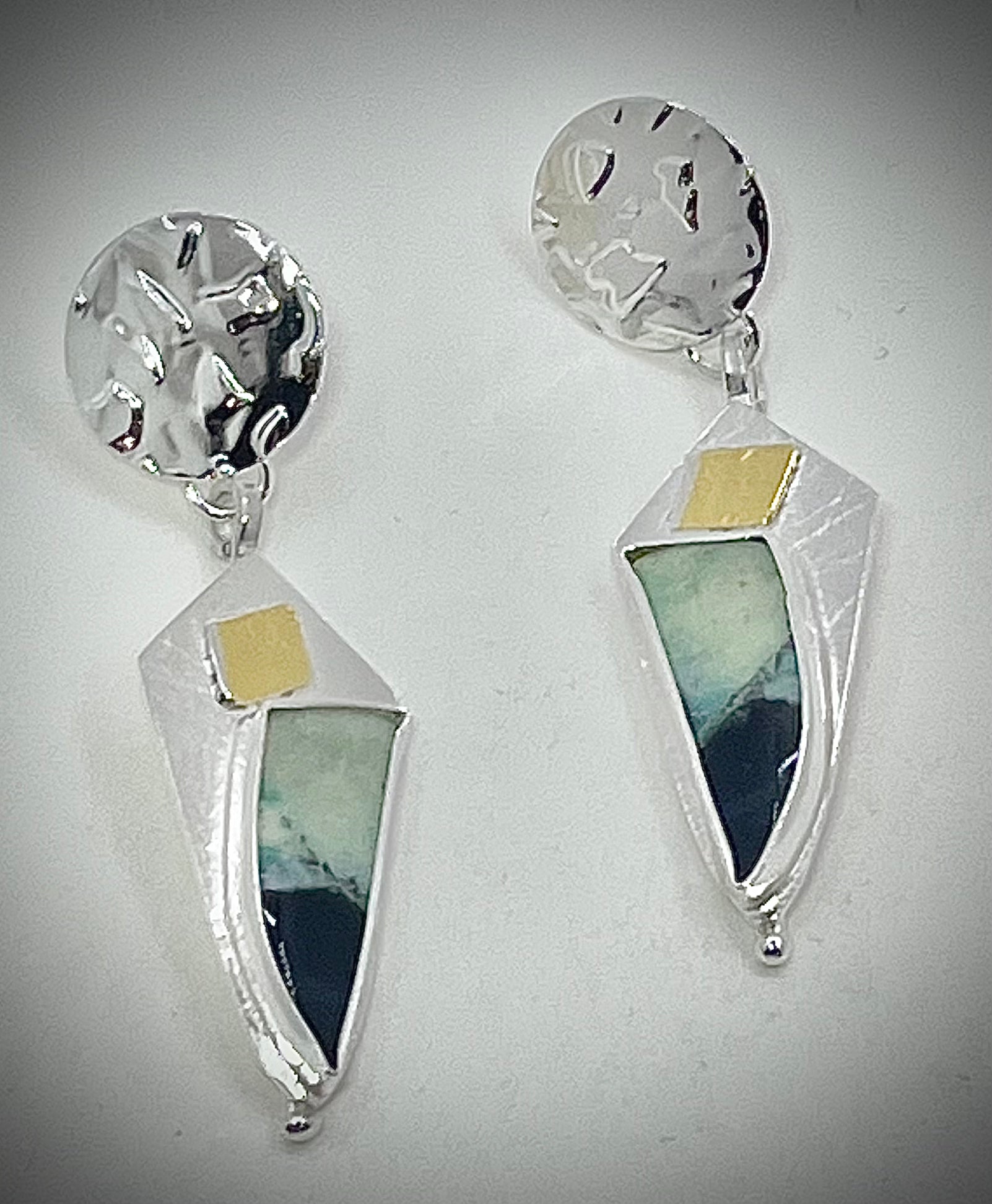 ONE OF A KIND: Contrast Opalized Wood Dangle Earrings