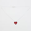 Enamel copper heart pendant on pearl chain necklace