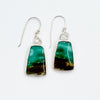 Opalized wood trapezoid earrings