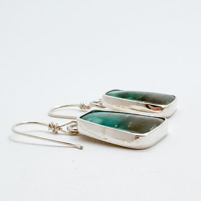 Opalized wood trapezoid earrings