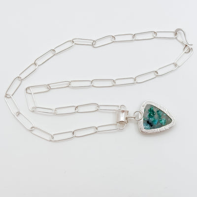triangle Chrysocolla with native copper pendant