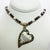 Jasper Heart pendant on single strand multicolor pearl necklace