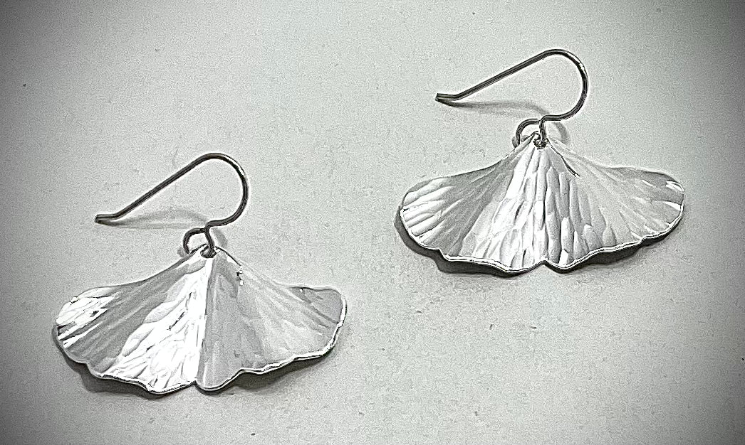 Silver Ginkgo Earrings #5