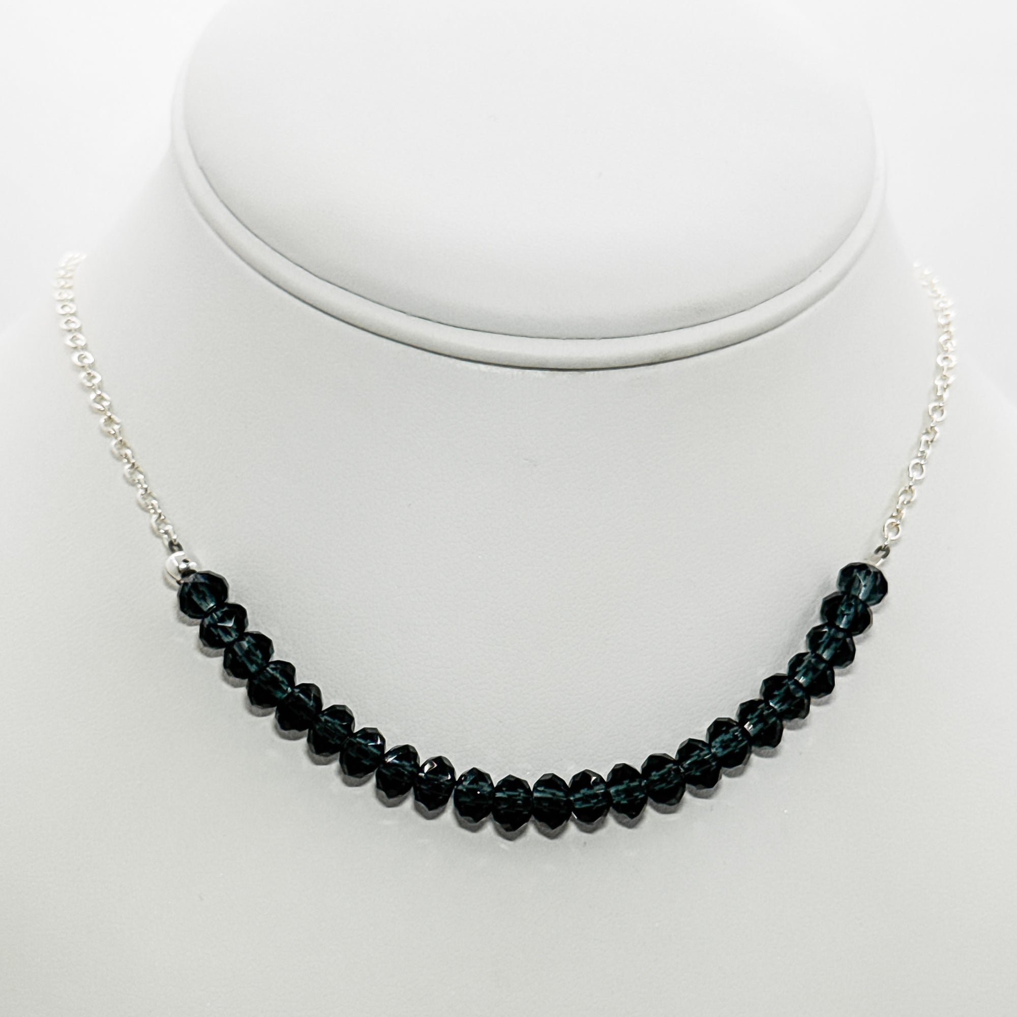 Bullseye smoke blue quartz necklace