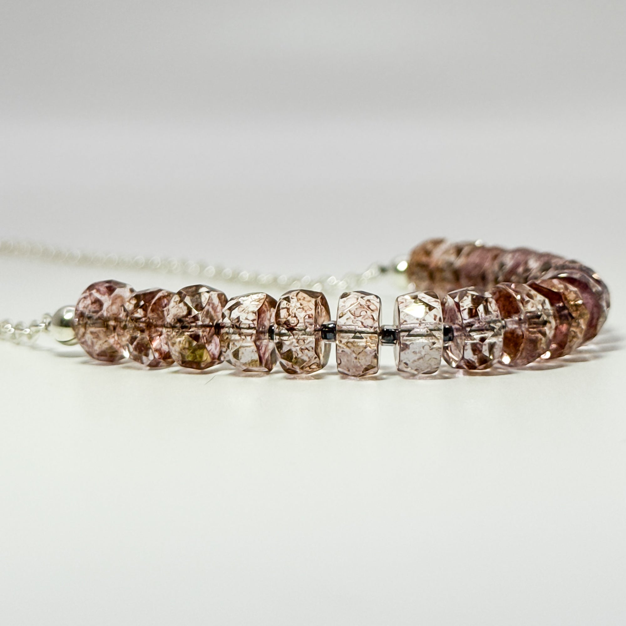 Bullseye blush quartz necklace