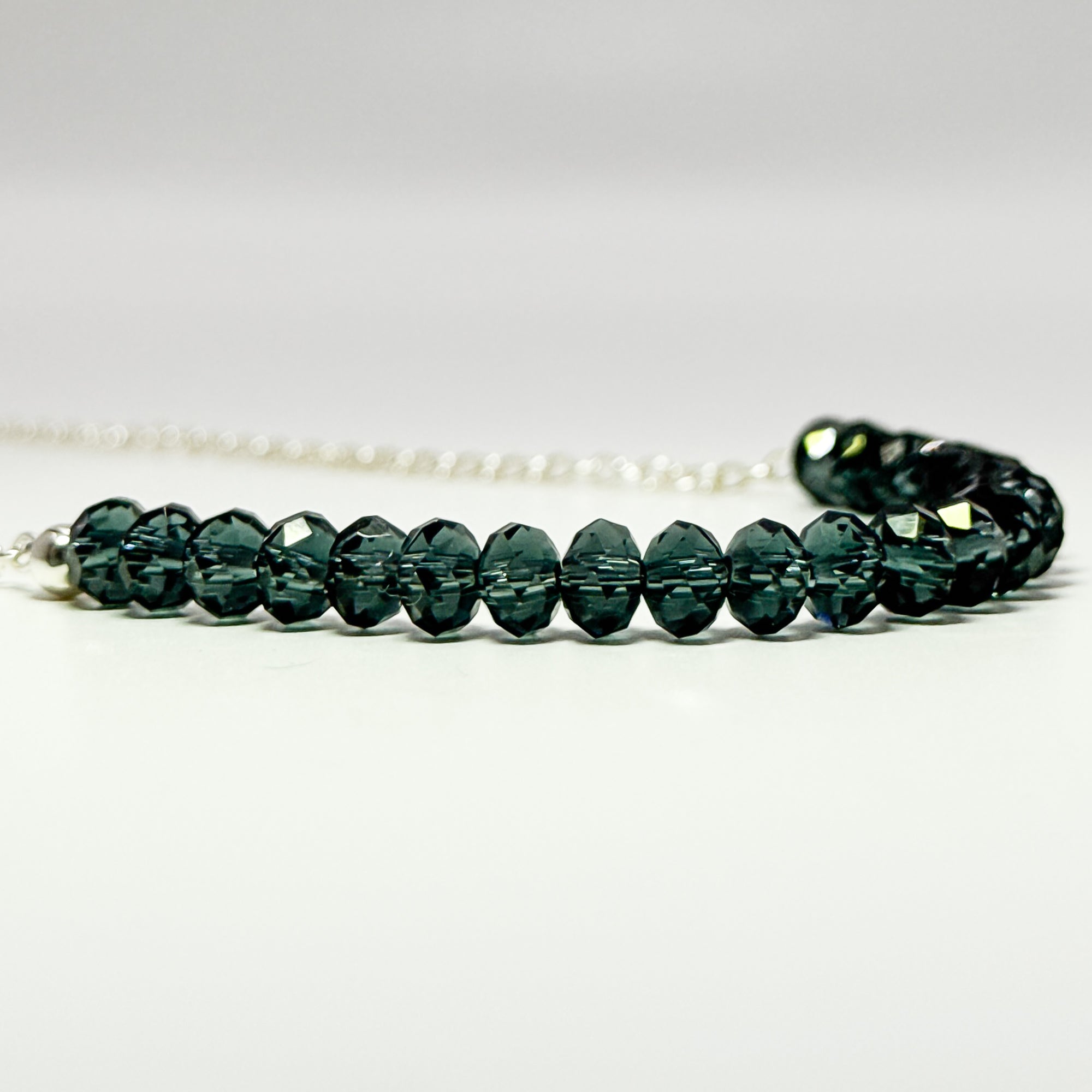 Bullseye smoke blue quartz necklace