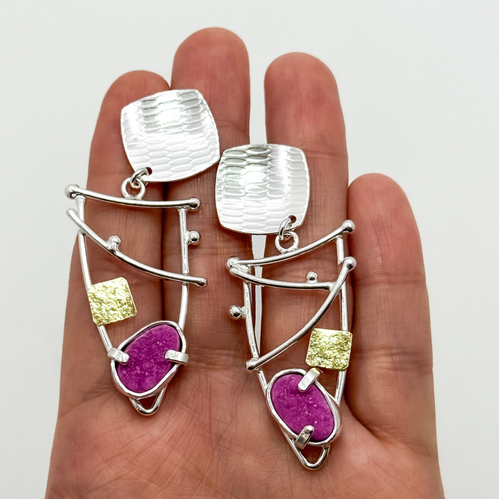 Waltz Druzy Cobalto calcite earrings