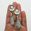 Mother of Pearl post earrings with aquamarine