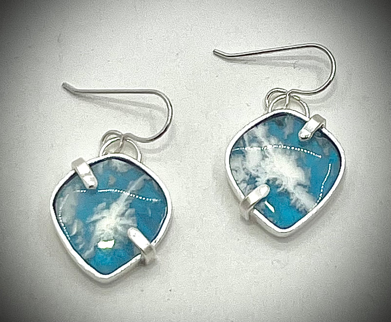 ONE OF A KIND: Plume Agate Triplet Simply Earrings