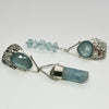 Aquamarine post ears with aqua crystal and beads