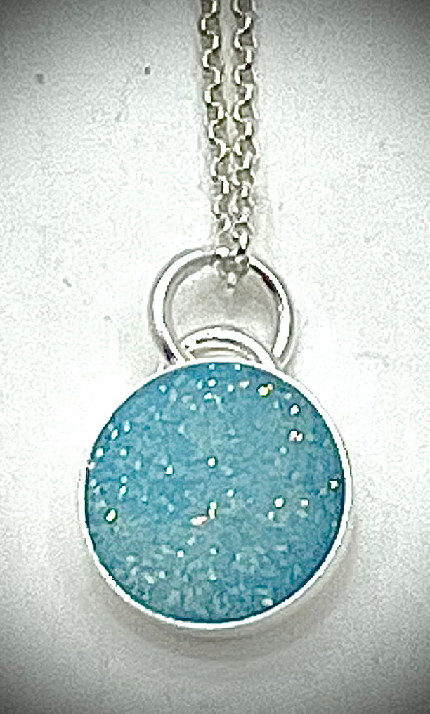 Sky Blue Druzy Pendant Necklace