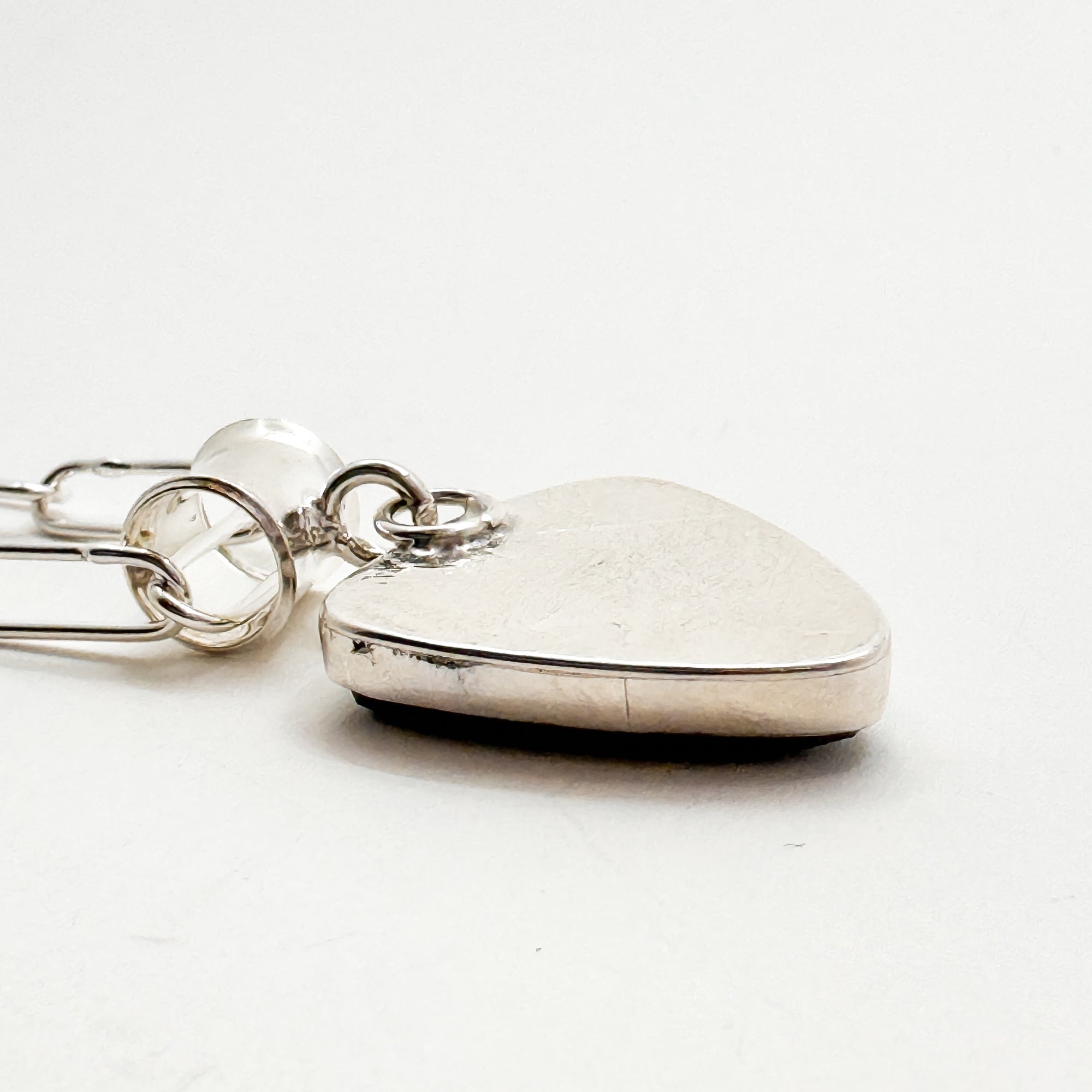 Sterling Silver Psilomelane Triangle Druzy Pendant